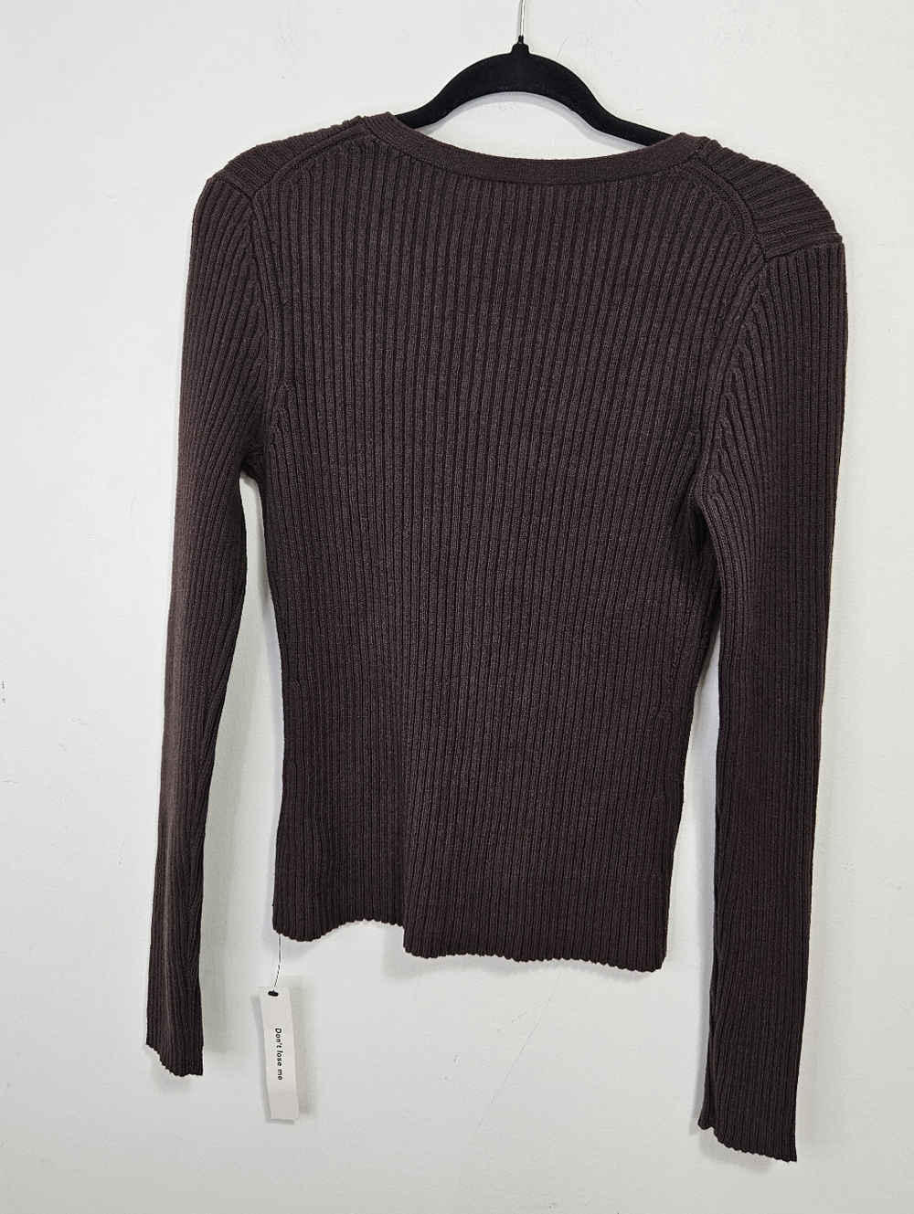 SOLD NWT Reformation Fia Cotton Cashmere Blend Cardigan Sz L Brown Ribbed - Picture 13 of 13